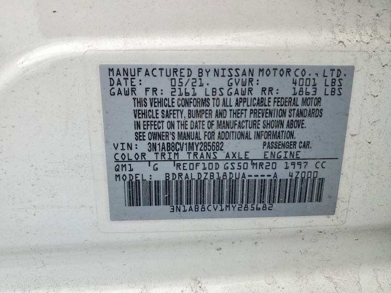 Aukcja sprzedaży 2021 Nissan Sentra, vin: 3N1AB8CV1MY285682, numer aukcji: 54668536