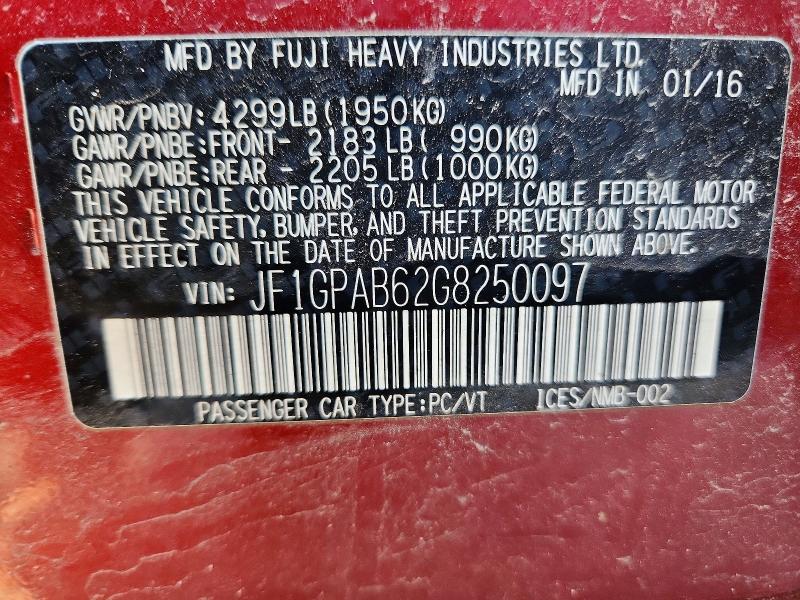 Продажа на аукционе авто 2016 Subaru Impreza, vin: JF1GPAB62G8250097, номер лота: 55103966