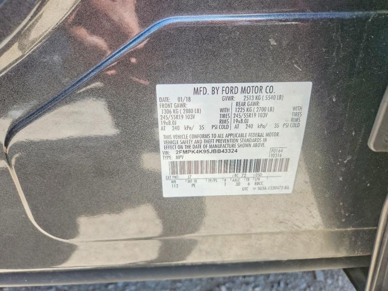 Продаж на аукціоні авто 2018 Ford Edge, vin: 2FMPK4K95JBB43324, номер лоту: 52730716