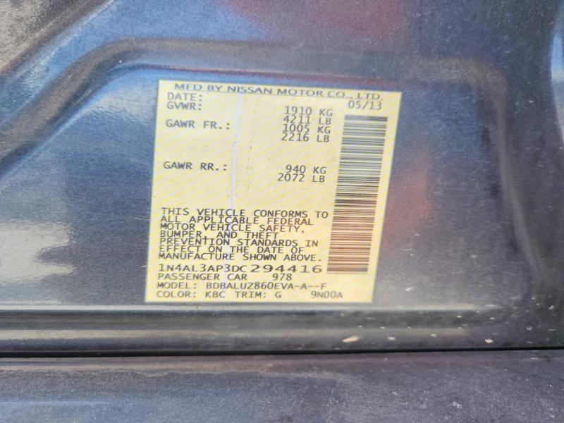 2013 Nissan Altima მანქანა იყიდება აუქციონზე, vin: 1N4AL3AP3DC294416, აუქციონის ნომერი: 53901166