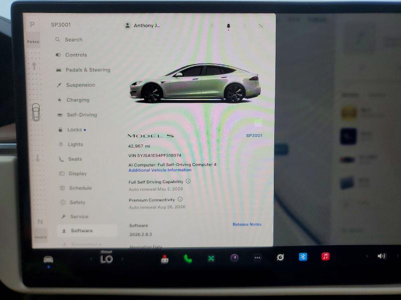 2023 Tesla Model S მანქანა იყიდება აუქციონზე, vin: 5YJSA1E54PF518074, აუქციონის ნომერი: 53586006
