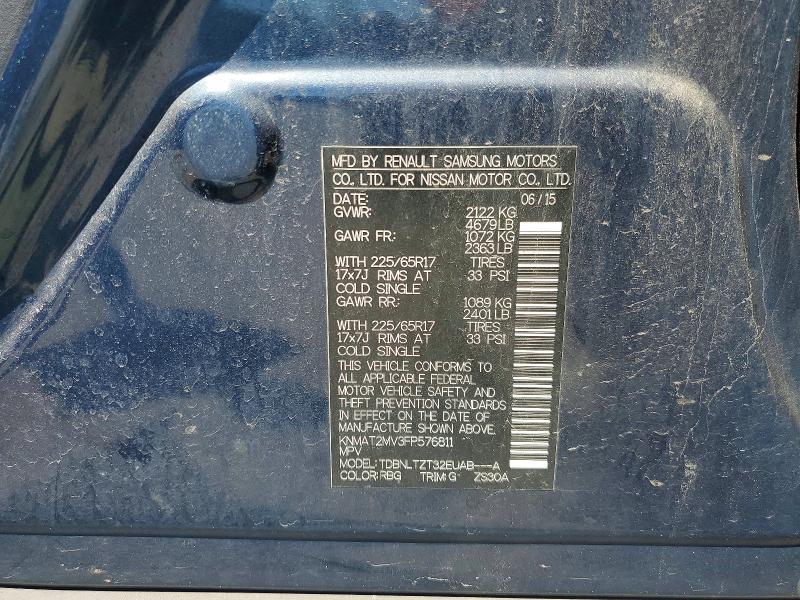 2015 Nissan Rogue მანქანა იყიდება აუქციონზე, vin: KNMAT2MV3FP576811, აუქციონის ნომერი: 52140106