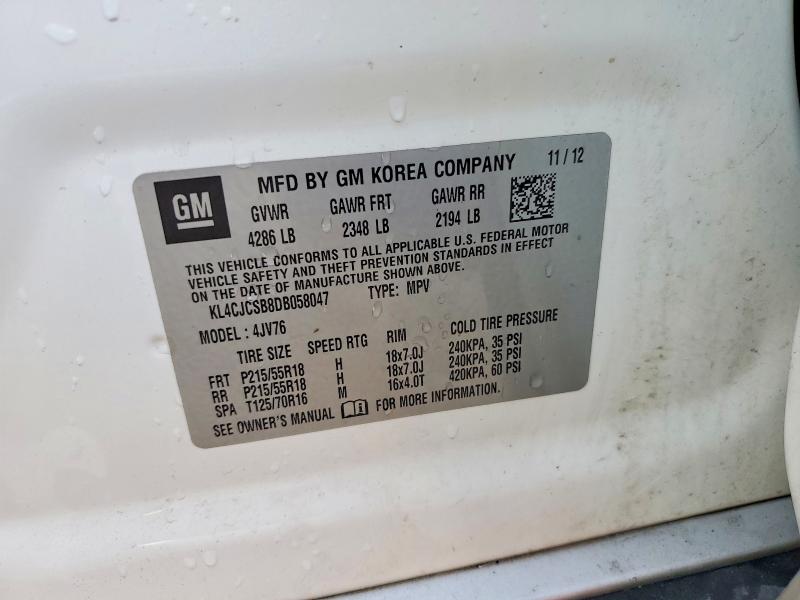 2013 Buick Encore მანქანა იყიდება აუქციონზე, vin: KL4CJCSB8DB058047, აუქციონის ნომერი: 54825856