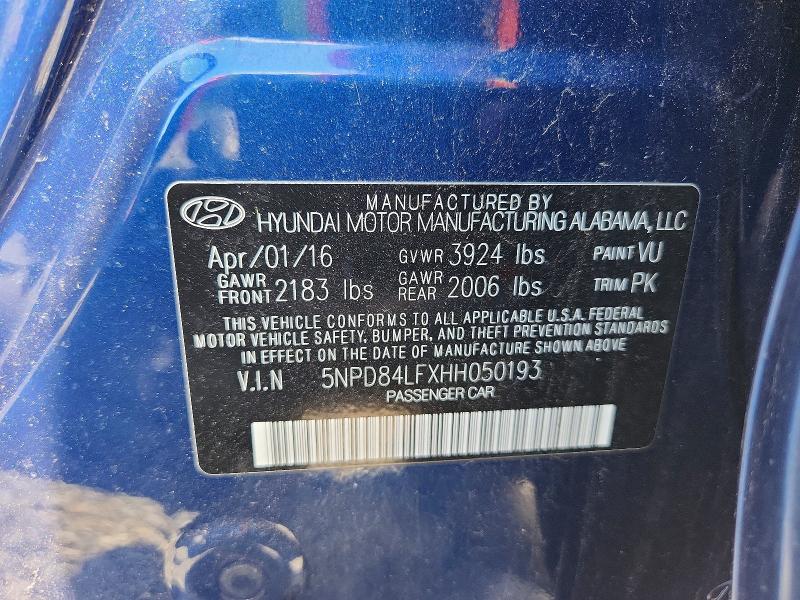 Продаж на аукціоні авто 2017 Hyundai Elantra, vin: 5NPD84LFXHH050193, номер лоту: 54956546