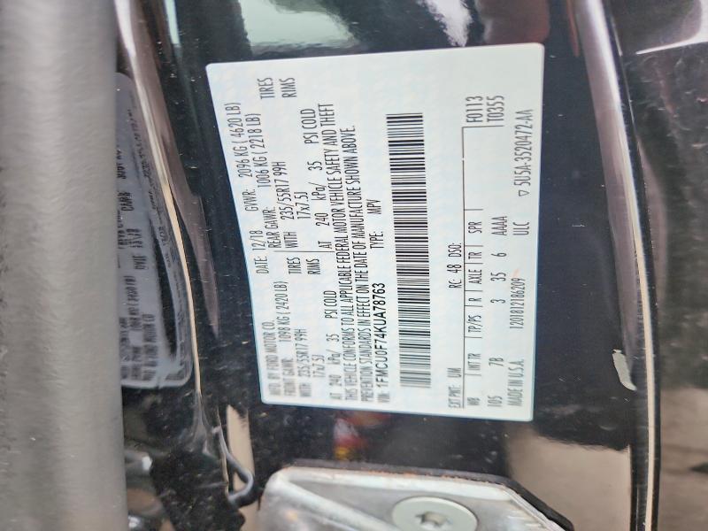 Продажа на аукционе авто 2019 Ford Escape, vin: 1FMCU0F74KUA78763, номер лота: 54237296