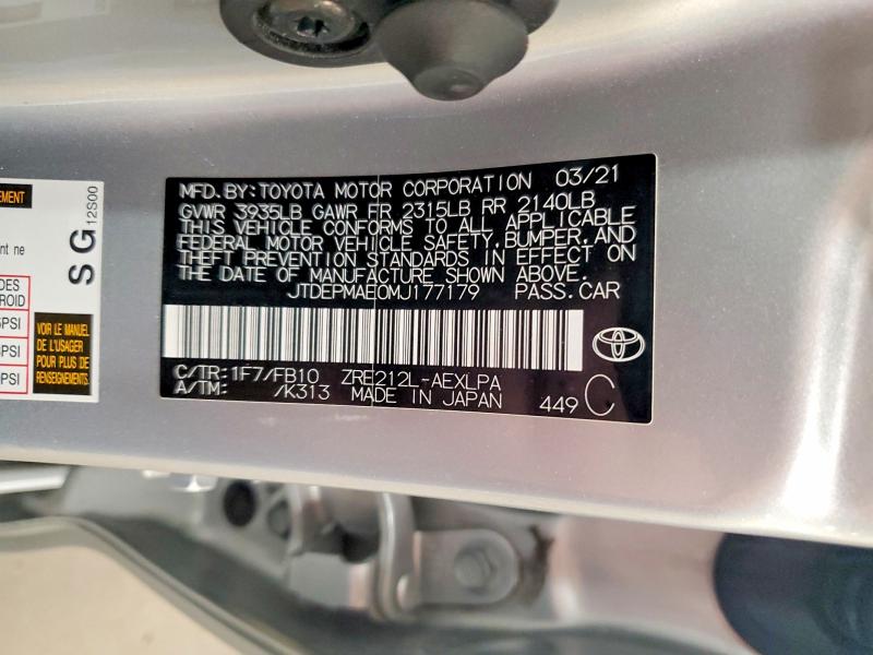 Продажа на аукционе авто 2021 Toyota Corolla, vin: JTDEPMAE0MJ177179, номер лота: 53237946