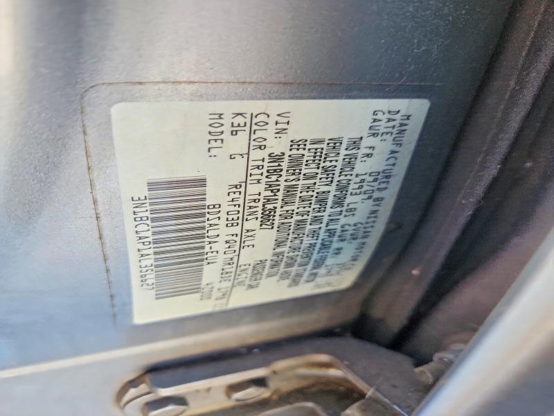 2010 Nissan Versa მანქანა იყიდება აუქციონზე, vin: 3N1BC1AP1AL356627, აუქციონის ნომერი: 53839096