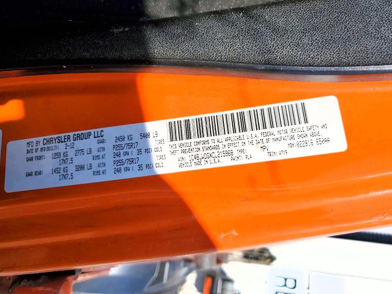 53825916 :رقم المزاد ، 1C4BJWDGXCL215968 vin ، 2012 Jeep Wrangler Unlimited مزاد بيع