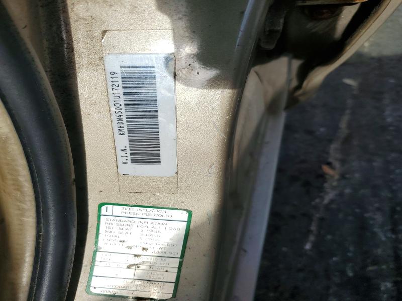 Aukcja sprzedaży 2001 Hyundai Elantra, vin: KMHDN45D01U172119, numer aukcji: 54958936