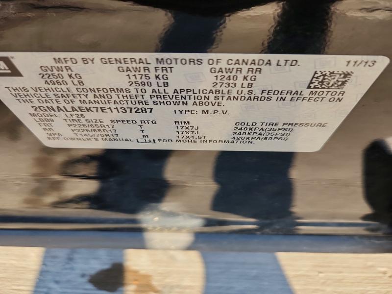 53344946 :رقم المزاد ، 2GNALAEK7E1137287 vin ، 2014 Chevrolet Equinox مزاد بيع