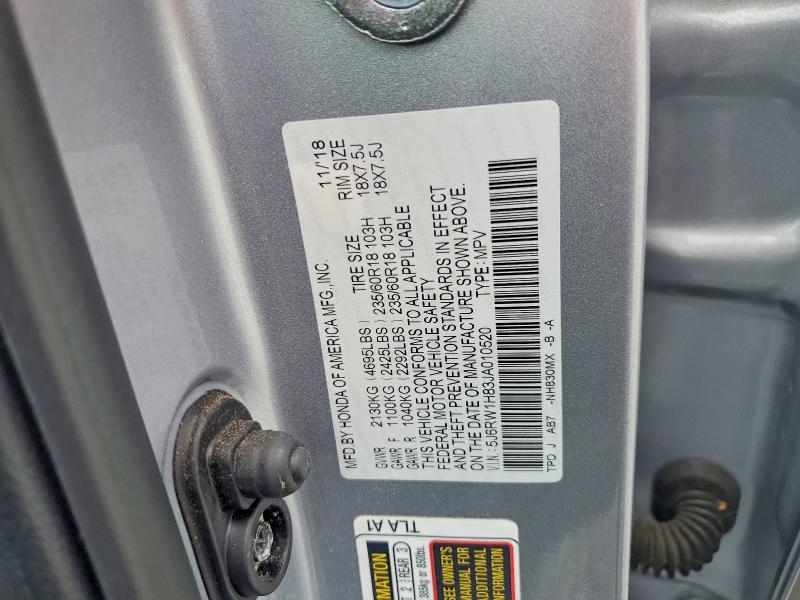 55424536 :رقم المزاد ، 5J6RW1H83JA010520 vin ، 2018 Honda Cr-v مزاد بيع