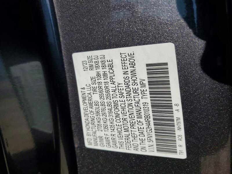 Aukcja sprzedaży 2024 Honda Pilot, vin: 5FNYG2H44RB010319, numer aukcji: 53884286