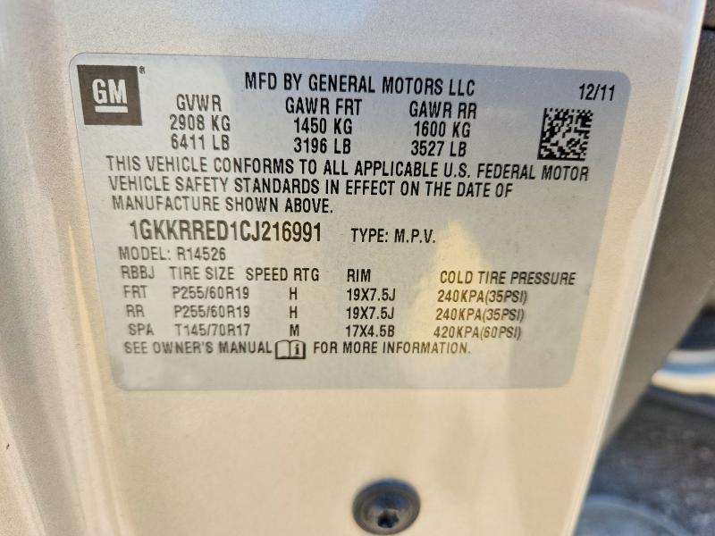 53090646 :رقم المزاد ، 1GKKRRED1CJ216991 vin ، 2012 Gmc Acadia مزاد بيع