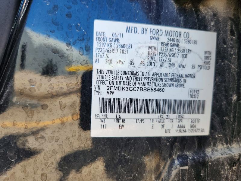 52730356 :رقم المزاد ، 2FMDK3GC7BBB58460 vin ، 2011 Ford Edge مزاد بيع