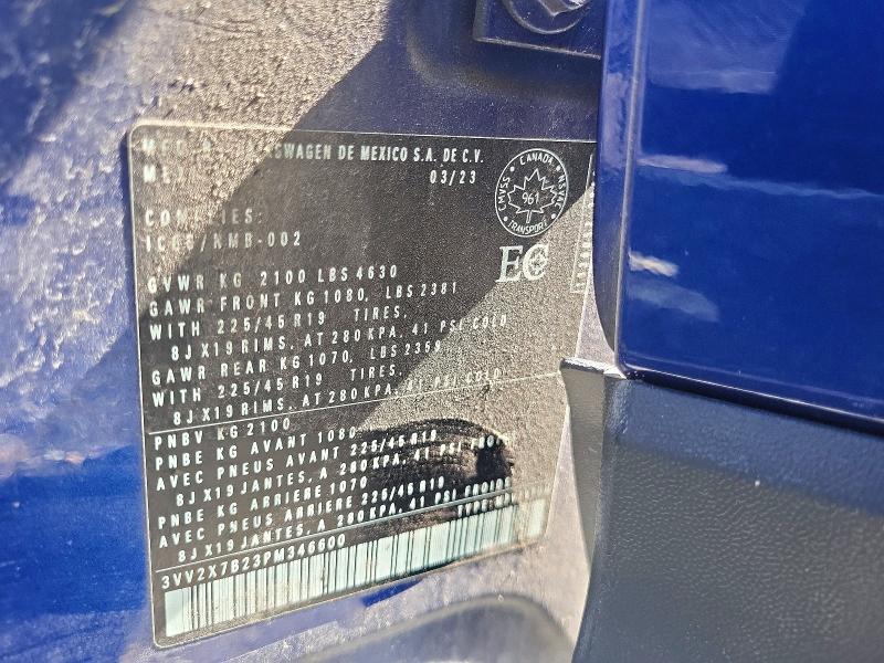 2023 Volkswagen Taos მანქანა იყიდება აუქციონზე, vin: 3VV2X7B23PM346600, აუქციონის ნომერი: 52827706