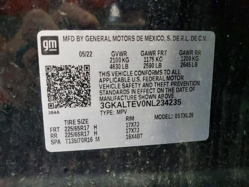 Aukcja sprzedaży 2022 Gmc Terrain, vin: 3GKALTEV0NL234235, numer aukcji: 54526806