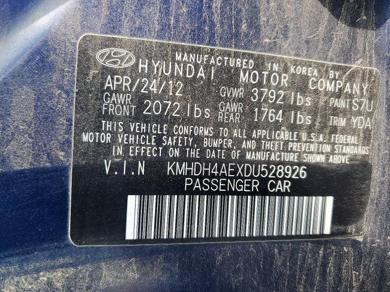 Aukcja sprzedaży 2013 Hyundai Elantra, vin: KMHDH4AEXDU528926, numer aukcji: 52095886