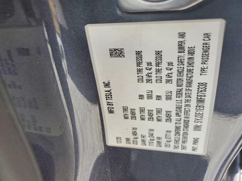 Продажа на аукционе авто 2021 Tesla Model 3, vin: 5YJ3E1EB1MF876338, номер лота: 53648546