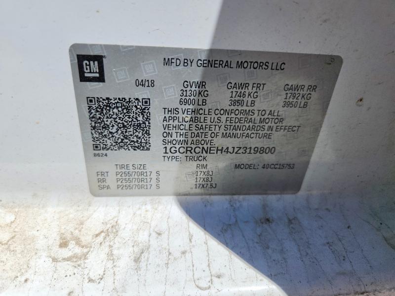 Продаж на аукціоні авто 2018 Chevrolet Silverado, vin: 1GCRCNEH4JZ319800, номер лоту: 52546346