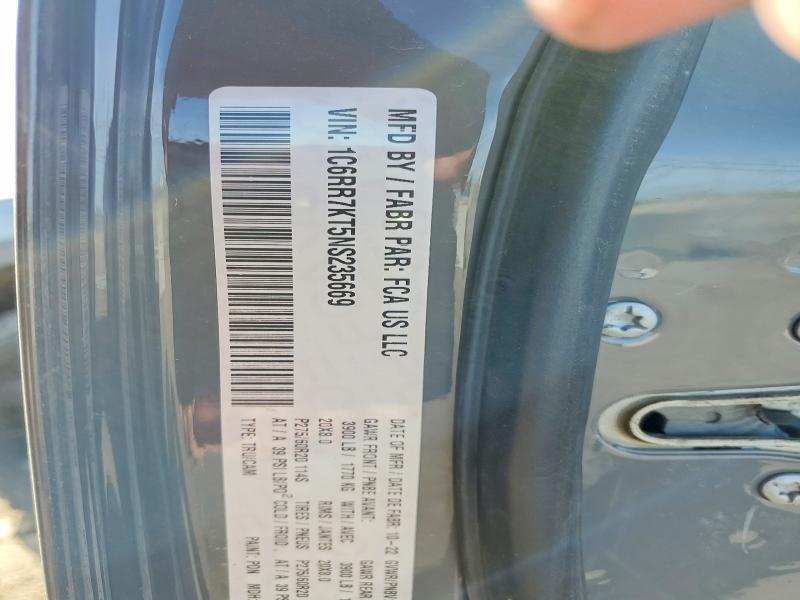 Auction sale of the 2022 Ram 1500 Classic, vin: 1C6RR7KT5NS235669, lot number: 54744056