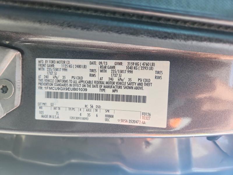Продаж на аукціоні авто 2014 Ford Escape, vin: 1FMCU9GX9EUB01039, номер лоту: 53011616