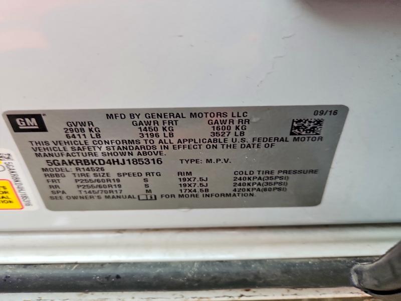Продажа на аукционе авто 2017 Buick Enclave, vin: 5GAKRBKD4HJ185316, номер лота: 52456976