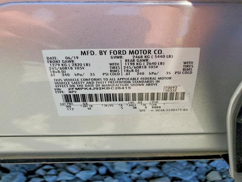 Продаж на аукціоні авто 2019 Ford Edge, vin: 2FMPK4J92KBC28415, номер лоту: 53970066