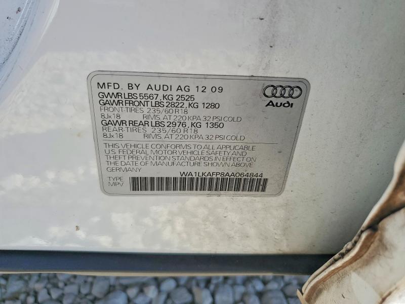 2010 Audi Q5 მანქანა იყიდება აუქციონზე, vin: WA1LKAFP8AA064844, აუქციონის ნომერი: 54844086