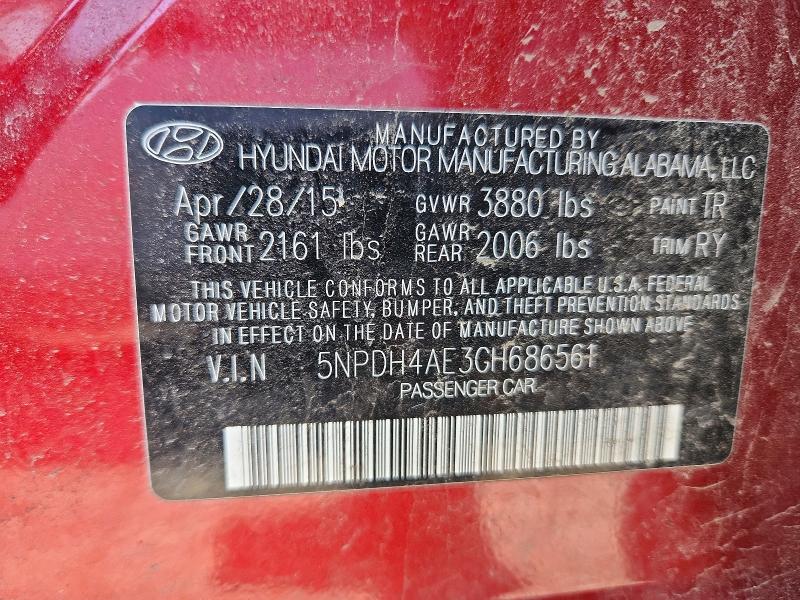 Aukcja sprzedaży 2016 Hyundai Elantra, vin: 5NPDH4AE3GH686561, numer aukcji: 52889866