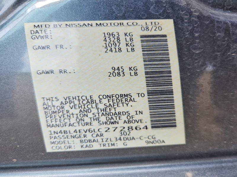 Продажа на аукционе авто 2020 Nissan Altima, vin: 1N4BL4EV6LC272864, номер лота: 53110136