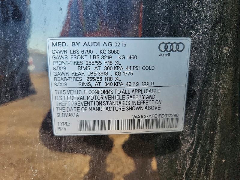 Aukcja sprzedaży 2015 Audi Q7, vin: WA1CGAFE1FD017290, numer aukcji: 54140106