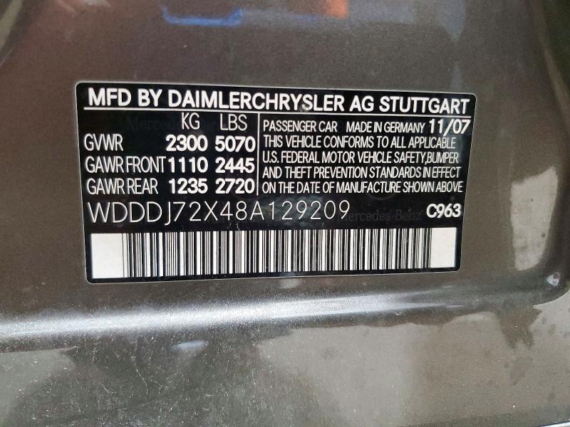 55174796 :رقم المزاد ، WDDDJ72X48A129209 vin ، 2008 Mercedes-benz Cls مزاد بيع