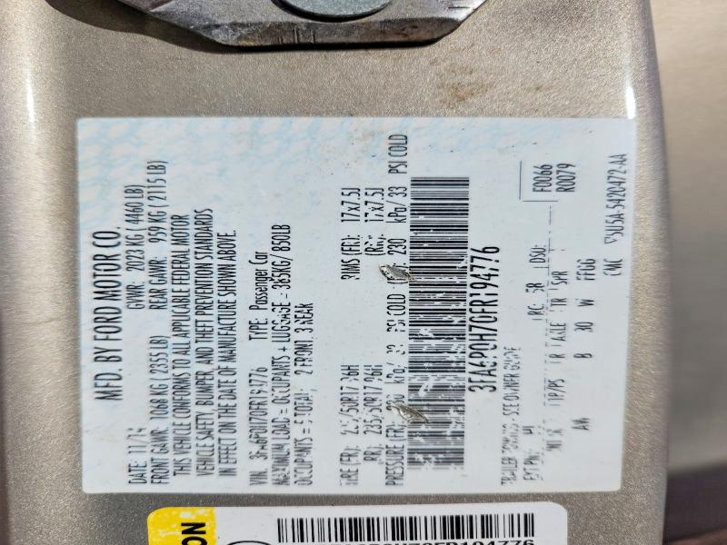 52462386 :رقم المزاد ، 3FA6P0H70FR194776 vin ، 2015 Ford Fusion مزاد بيع