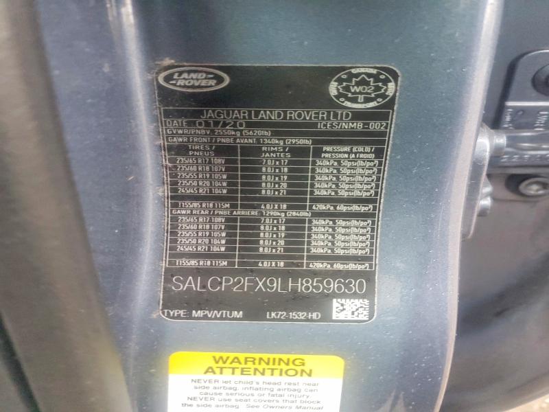 75278525 :رقم المزاد ، SALCP2FX9LH859630 vin ، 2020 Land Rover Discovery Sport مزاد بيع