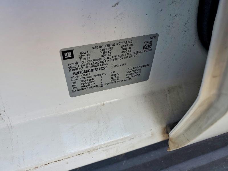 Aukcja sprzedaży 2017 Chevrolet Tahoe, vin: 1GNSCBKC4HR140229, numer aukcji: 51892086