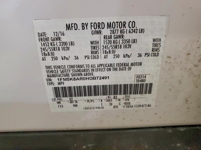 Продажа на аукционе авто 2017 Ford Explorer, vin: 1FM5K8AR0HGB72491, номер лота: 55639776