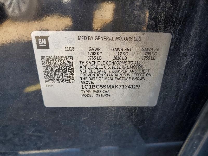 Продажа на аукционе авто 2019 Chevrolet Cruze, vin: 1G1BC5SMXK7124129, номер лота: 54186146