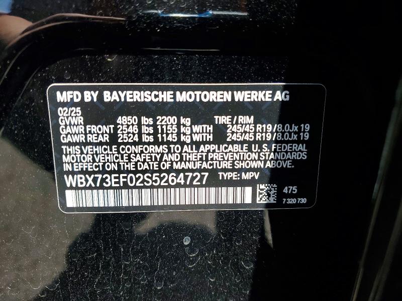 2025 Bmw X1 მანქანა იყიდება აუქციონზე, vin: WBX73EF02S5264727, აუქციონის ნომერი: 52396006