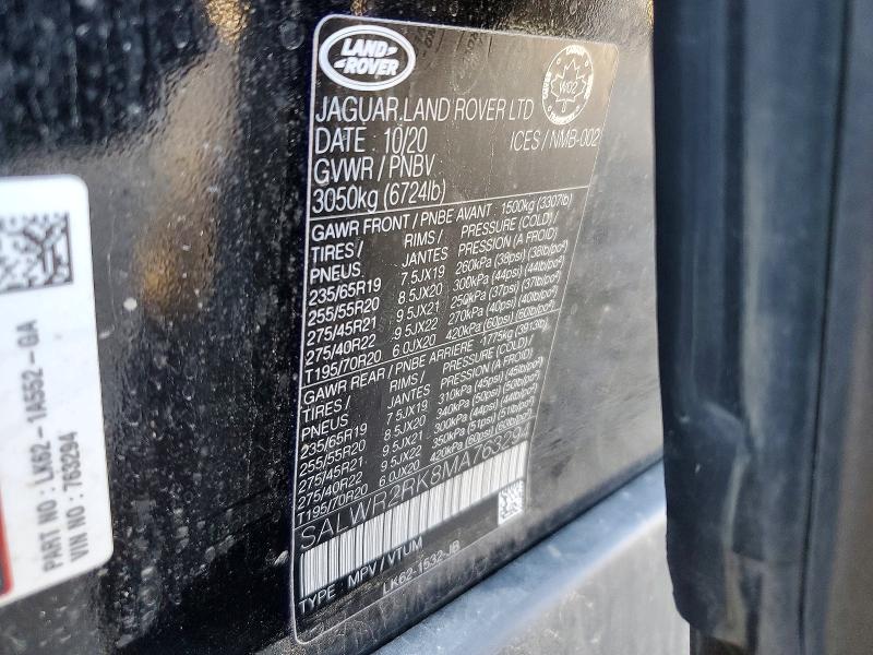 Продажа на аукционе авто 2021 Land Rover Range Rover Sport, vin: SALWR2RK8MA763294, номер лота: 52782826