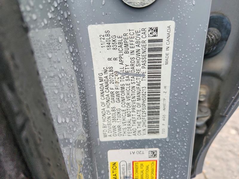 Продажа на аукционе авто 2023 Honda Civic, vin: 2HGFE2F50PH508213, номер лота: 52564386