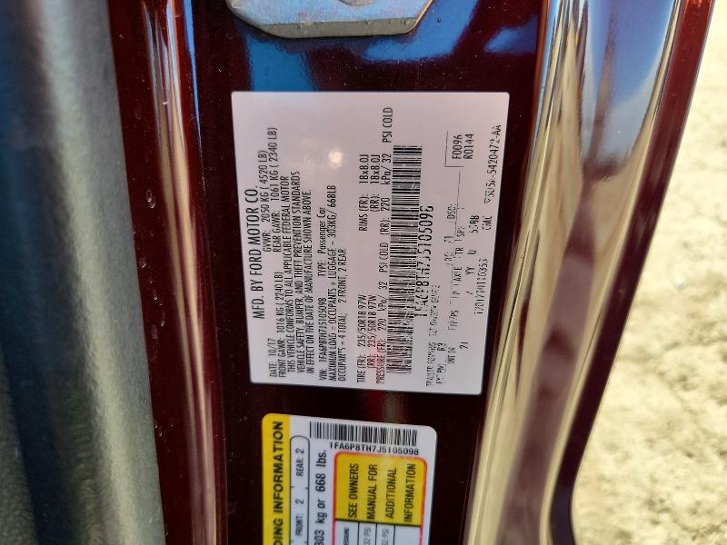 51914236 :رقم المزاد ، 1FA6P8TH7J5105098 vin ، 2018 Ford Mustang مزاد بيع