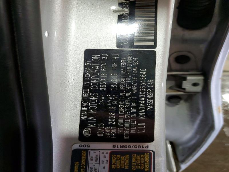 Aukcja sprzedaży 2016 Kia Rio, vin: KNADM4A3XG6548646, numer aukcji: 55054326