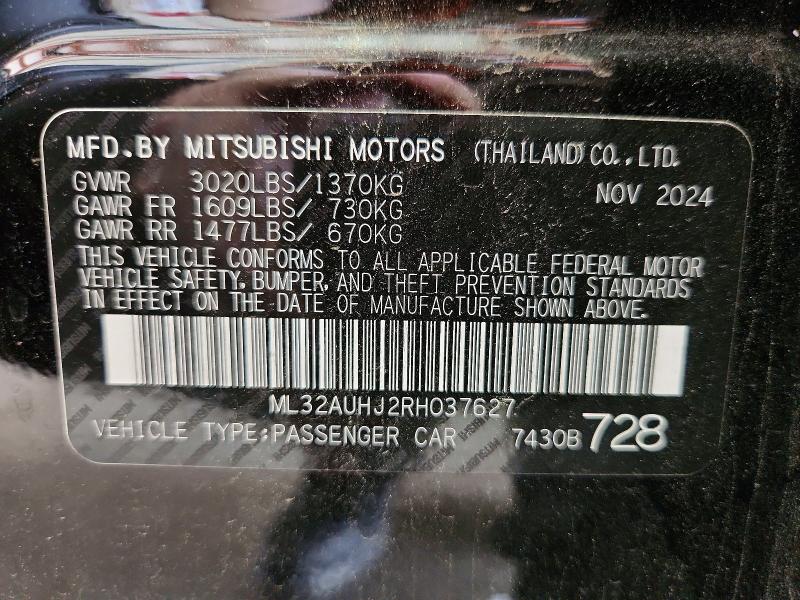 Продажа на аукционе авто 2024 Mitsubishi Mirage, vin: ML32AUHJ2RH037627, номер лота: 55227186