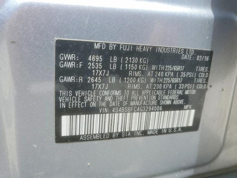 Aukcja sprzedaży 2016 Subaru Outback, vin: 4S4BSBFC4G3294006, numer aukcji: 52897046