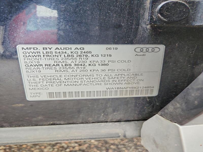 Aukcja sprzedaży 2019 Audi Q5, vin: WA1BNAFY6K2124854, numer aukcji: 52735466