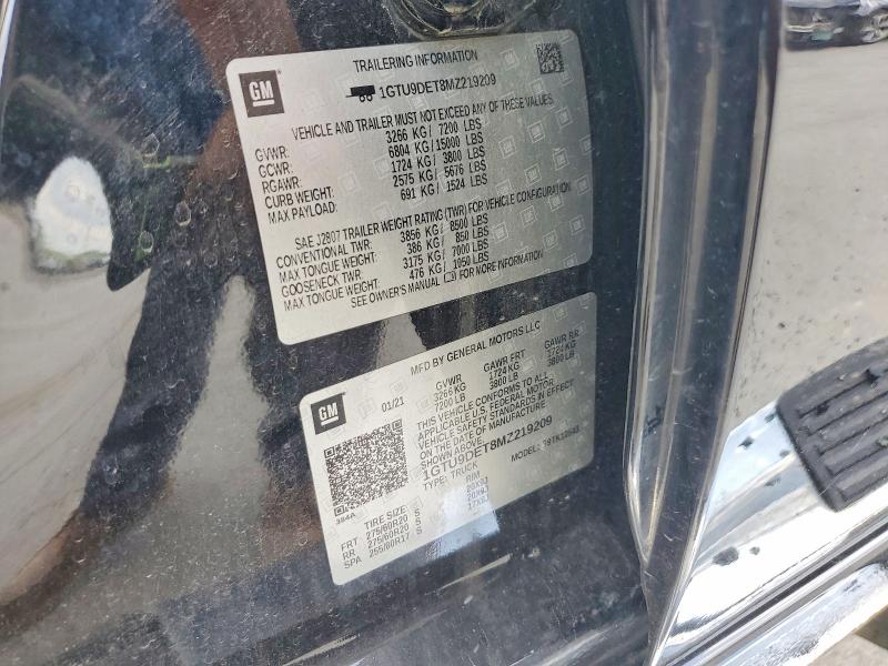 55081566 :رقم المزاد ، 1GTU9DET8MZ219209 vin ، 2021 Gmc Sierra مزاد بيع