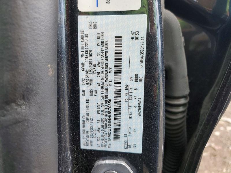 Продаж на аукціоні авто 2022 Ford Escape, vin: 1FMCU9G64NUB70356, номер лоту: 53378466