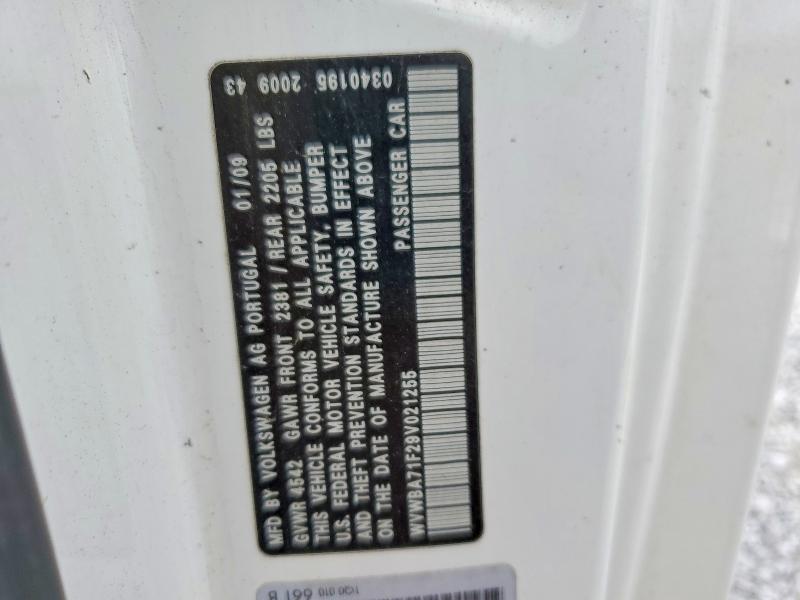 52742796 :رقم المزاد ، WVWBA71F29V021255 vin ، 2009 Volkswagen Eos مزاد بيع