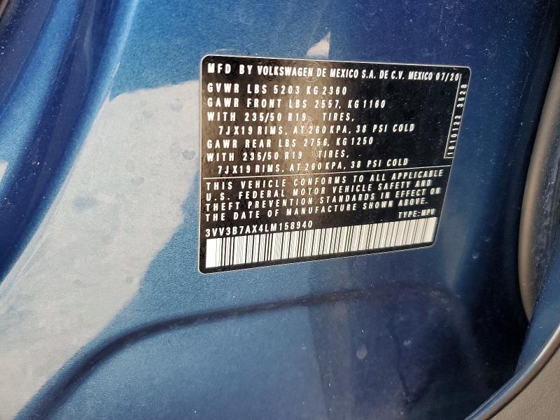 53625146 :رقم المزاد ، 3VV3B7AX4LM158940 vin ، 2020 Volkswagen Tiguan مزاد بيع