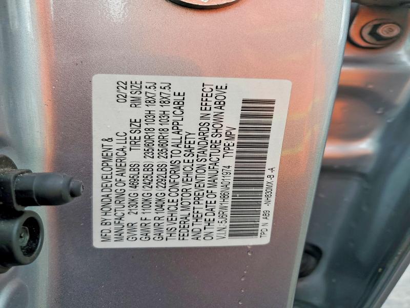 55200976 :رقم المزاد ، 5J6RW1H86NA011974 vin ، 2022 Honda Cr-v مزاد بيع
